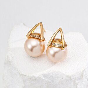 💎 Stunning Handmade Champagne Pearl & Pavé Crystal Studs | Original Design